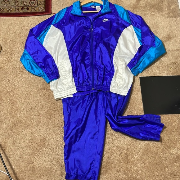 90s Nike Windbreaker Track suit men’s Large, purple/white/teal - Picture 3 of 14